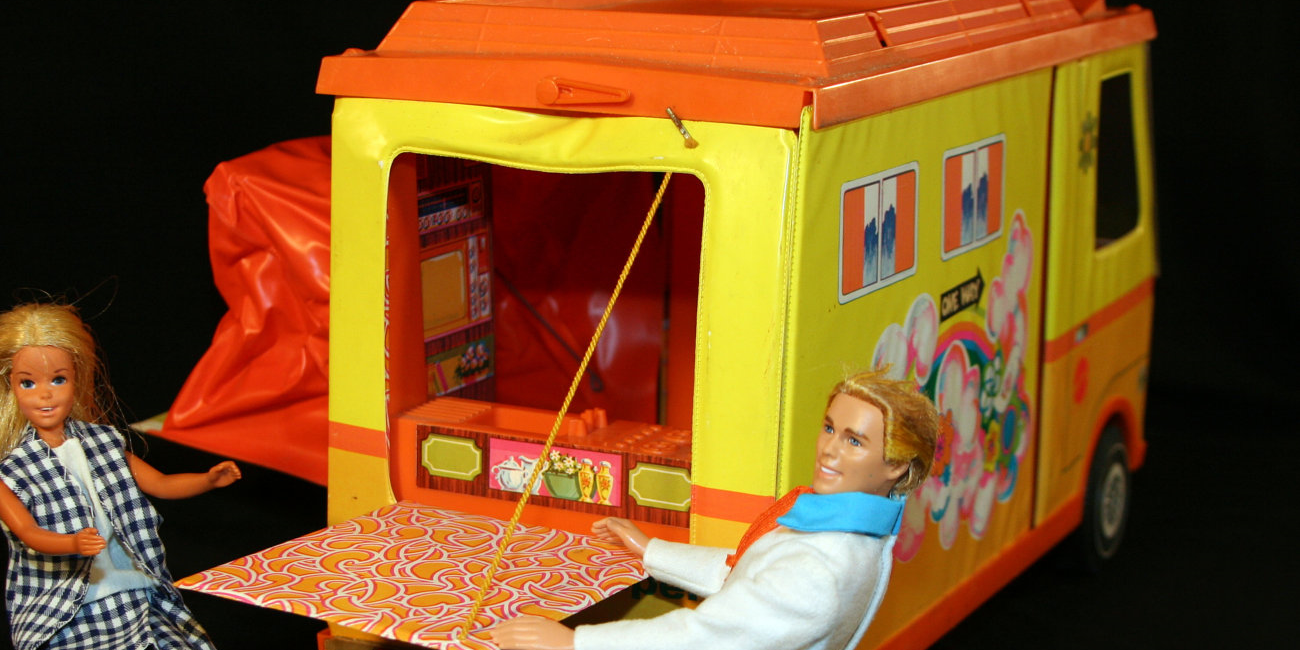 yellow barbie camper
